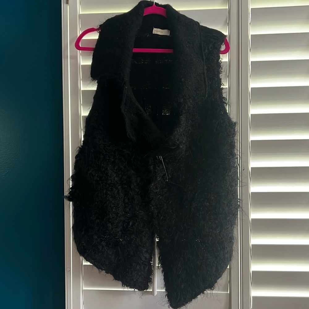 Anthropologie Sleeping on Snow Tavan Mohair Wool Fur Vest Black Size XS